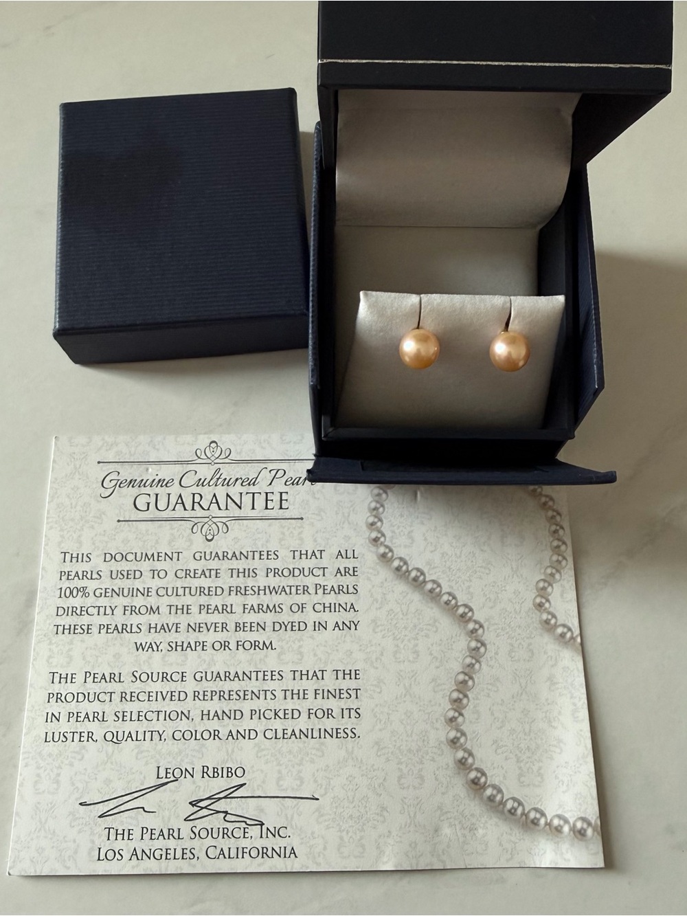 The Pearl Source Cultured Freshwater Pearl Drop Earrings - Champagne Gold